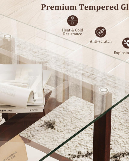 Giantex Small Coffee Table 24" Glass End Table