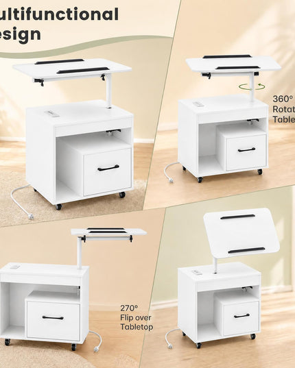 GIANTEX Rolling LED Nightstand with Charging Station (1/2)