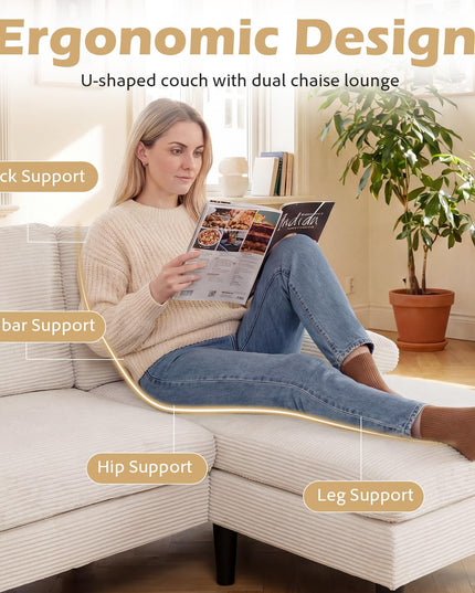Giantex Sectional Couch for Living Room | U-Shaped Sofa with Double Chaise