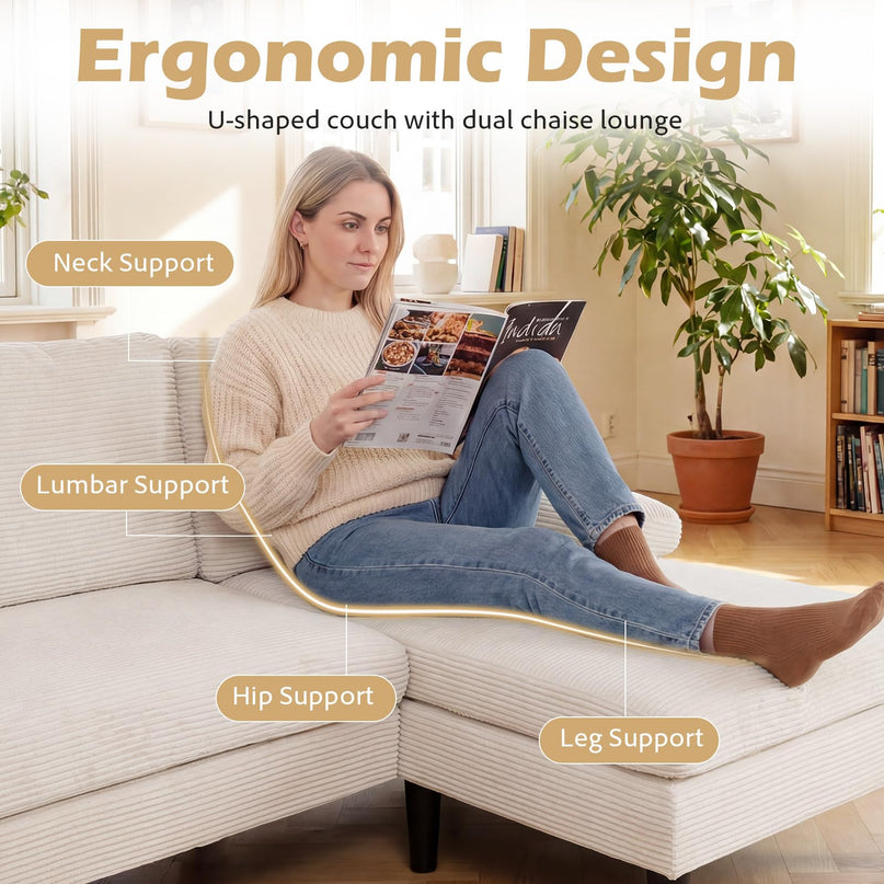 Giantex Sectional Couch for Living Room | U-Shaped Sofa with Double Chaise