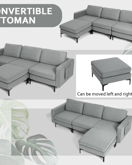Giantex 94.5" L Convertible Sofa Couch, 3 Seat Sectional Sleeper with USB Ports & Socket