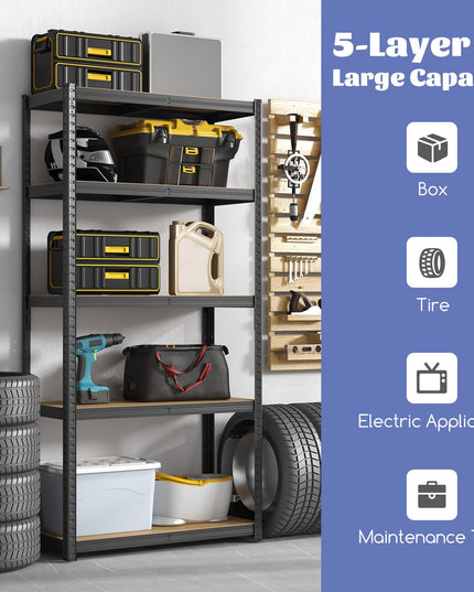Giantex 5-Tier Storage Utility Shelves, 2000 LBS Total Load Capacity, Metal Garage Shelving Unit