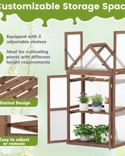 Giantex Garden Cold Frame  Mini Greenhouse Storage Shelves