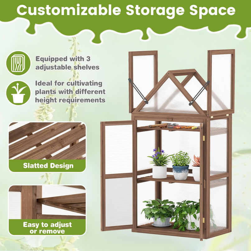 Giantex Garden Cold Frame  Mini Greenhouse Storage Shelves