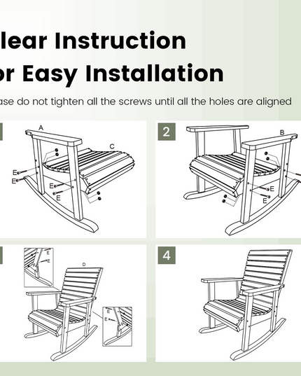 Giantex Wood Rocking Chair Outdoor - Outside Rocker with High Backrest