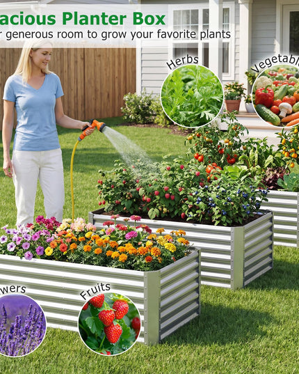 Giantex 4 x 2 x 2 FT Galvanized Rectangular Raised Garden Bed with Open-Ended Base (1/2)