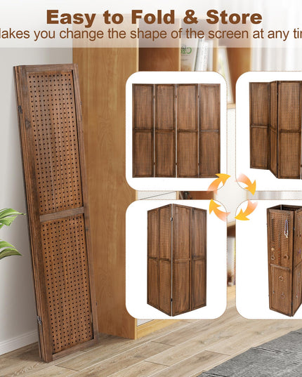 Giantex 4/6 Panel Pegboard Display & Room Divider, 5.6FT Folding Pegboard Stand for Crafting Show Jewelry Retail