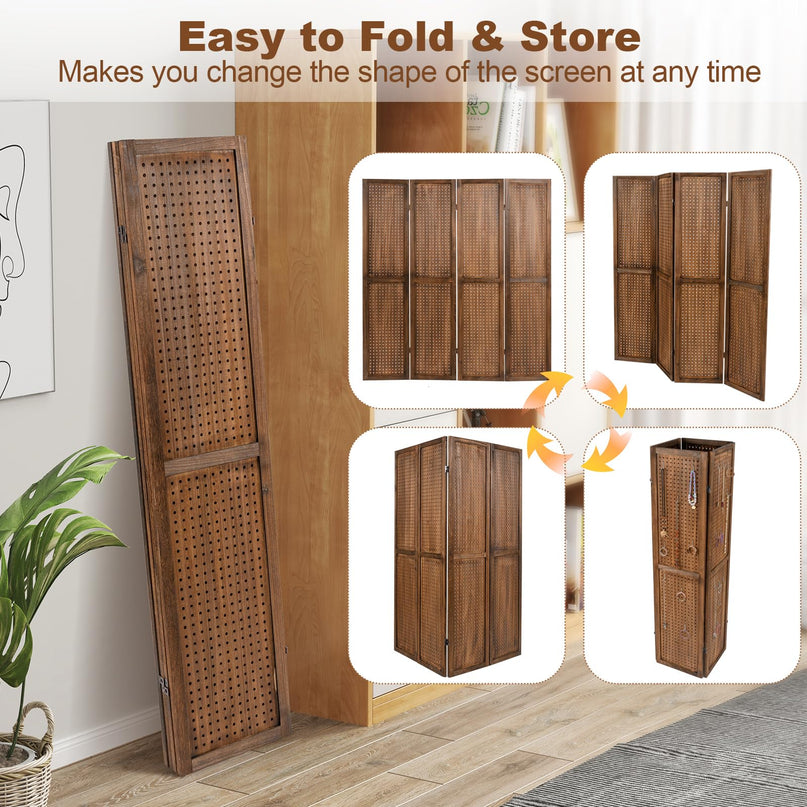 Giantex 4/6 Panel Pegboard Display & Room Divider, 5.6FT Folding Pegboard Stand for Crafting Show Jewelry Retail