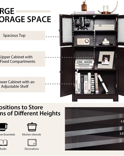 Giantex Storage Cabinet with Doors - Bathroom Floor Cabinet, Freestanding Tall Cabinet