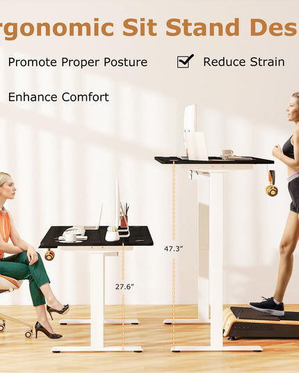 Giantex Bureau Debout Électrique à Double Moteur Réglable en Hauteur 140 x 71 cm avec Conception Anti-Collision