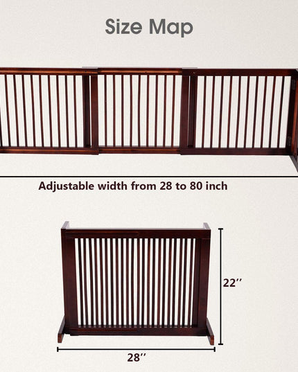 Adjustable Freestanding Pet Gate Step Over Fence - Giantex