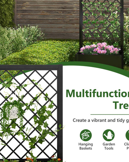 Giantex Raised Garden Bed with Trellis, 49" Metal Vertical Planter with Garden Trellis