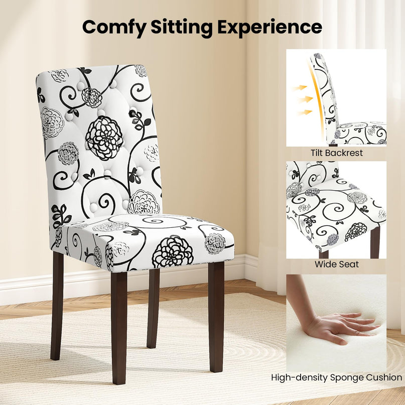 Giantex Tufted Dining Chairs Set of 2/4 Upholstered Kitchen Chairs