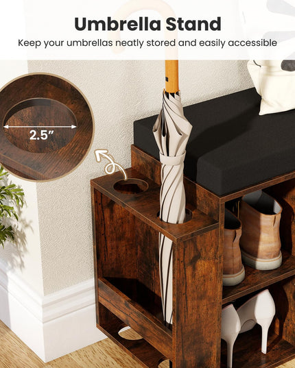 Giantex Shoe Storage Bench with Umbrella Stand 10-Cubby Entryway Shoe Rack