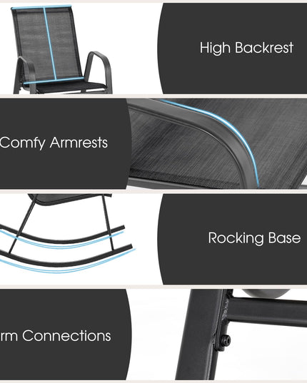Giantex Outdoor Rocking Chairs , Patio Rocking Chairs w/Breathable Seat & Back