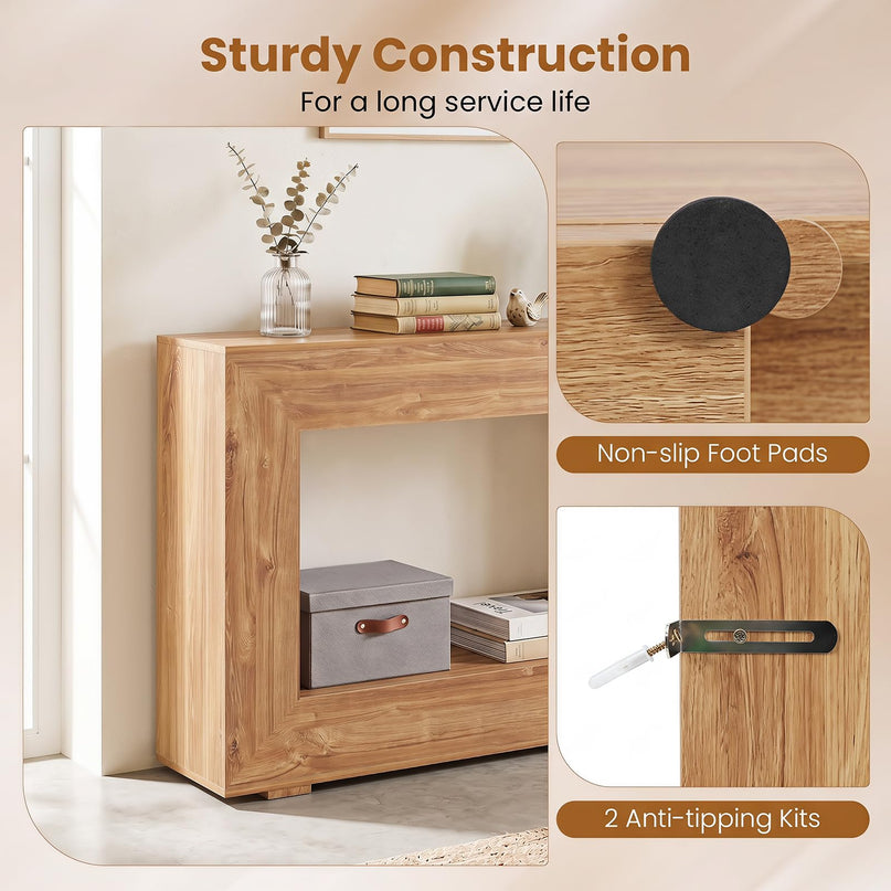 GIANTEX 47" Farmhouse Wooden Console Table with Open Storage Shelf