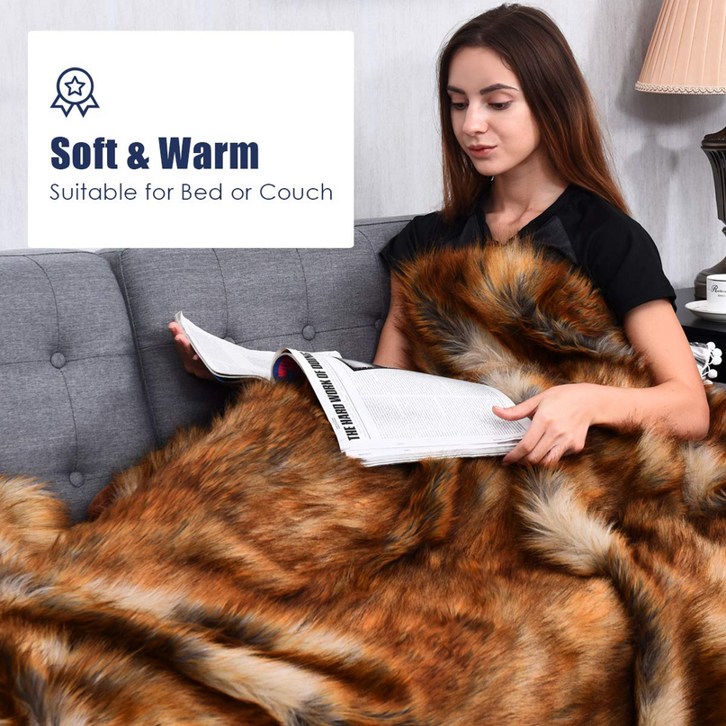 Faux Fur Throw Blanket, Ultra Soft Fuzzy Bed Blankets