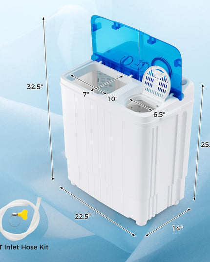 Giantex Portable Washing Machine, 17.6lbs Compact Portable Washer Twin Tub Combo with Pump Drain