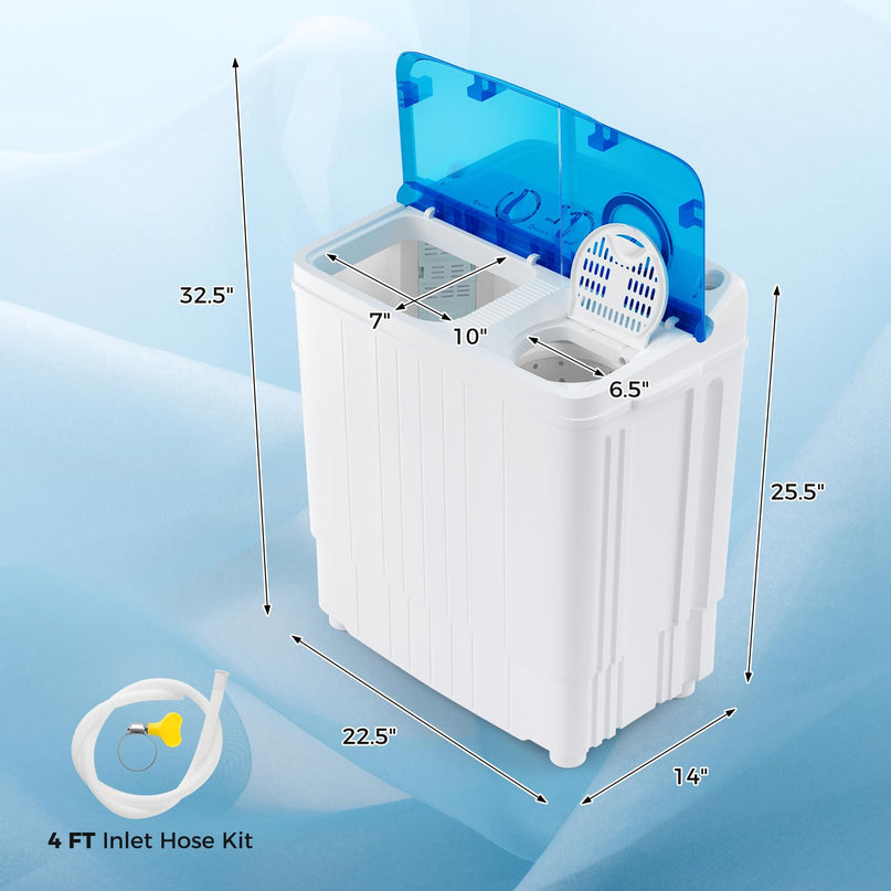Giantex Portable Washing Machine, 17.6lbs Compact Portable Washer Twin Tub Combo with Pump Drain