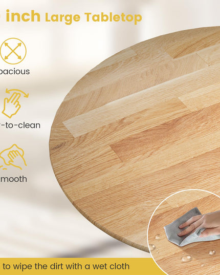 Giantex Wooden Dining Table, Dining Table with 40" D Round Tabletop & Curved Trestle Legs