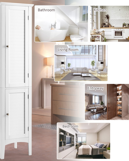 Storage Cabinet Bathroom High Cabinet with 5 Tier Shelves