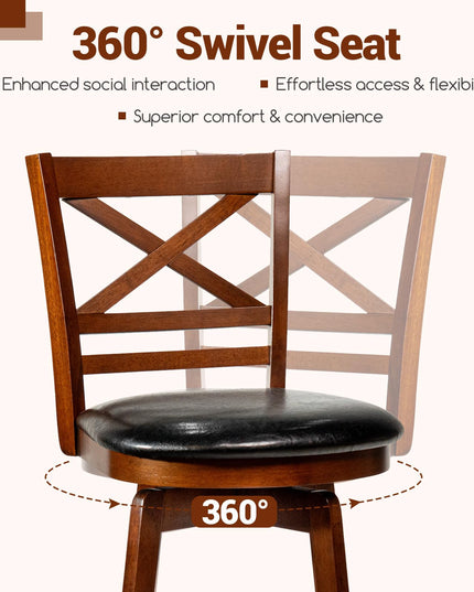 Giantex Swivel Bar Stools Set with PU Faux Leather Upholstered Seat