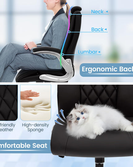 Giantex Executive Office Chair, Ergonomic PU Leather Desk Chair