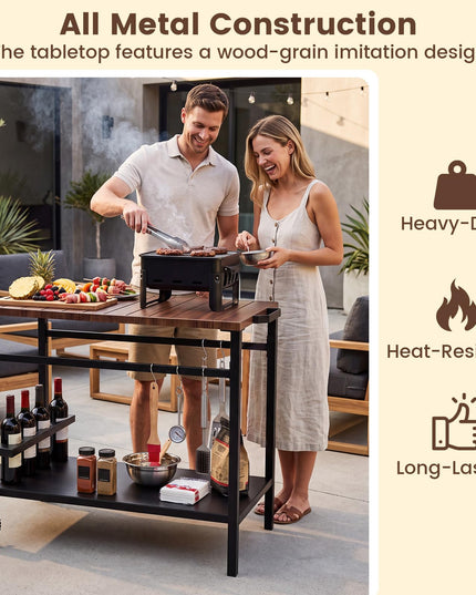 Giantex Outdoor Grill Cart with Stainless Steel Top & Storage Shelf