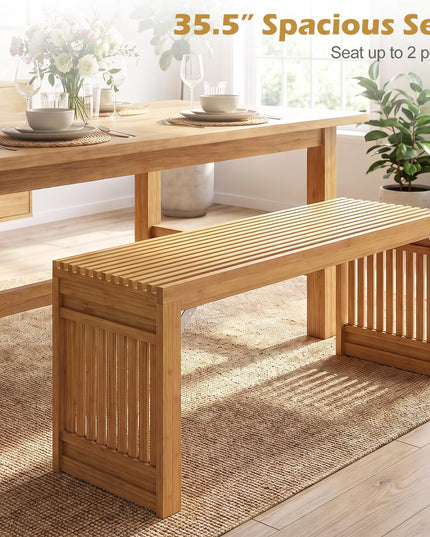 GIANTEX 35.5" Bamboo Dining Bench with Solid Widened Legs (1/2)