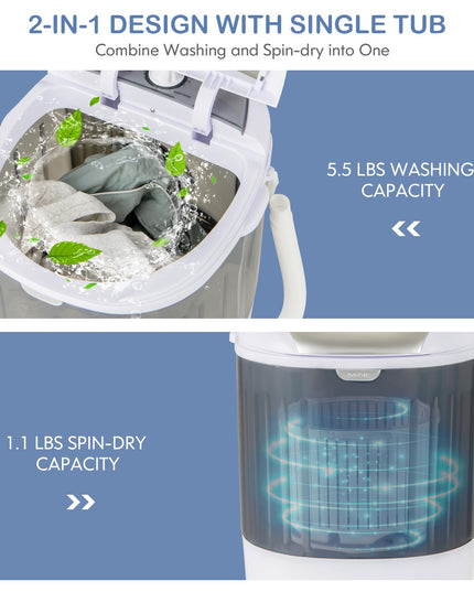 Giantex Portable Mini Washing Machine, Clothes Washer and Spinner Combo, 5.5 LBS Capacity