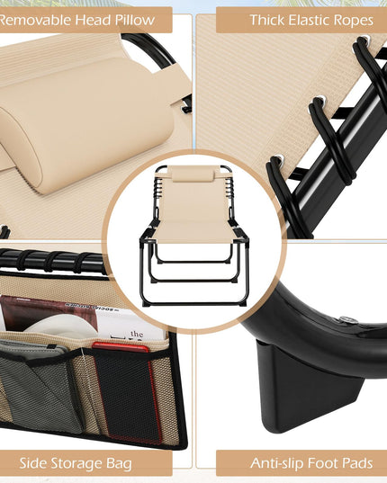 Giantex Folding Tanning Chair with 4 Adjustable Positions & Footrest Load 440 Lbs