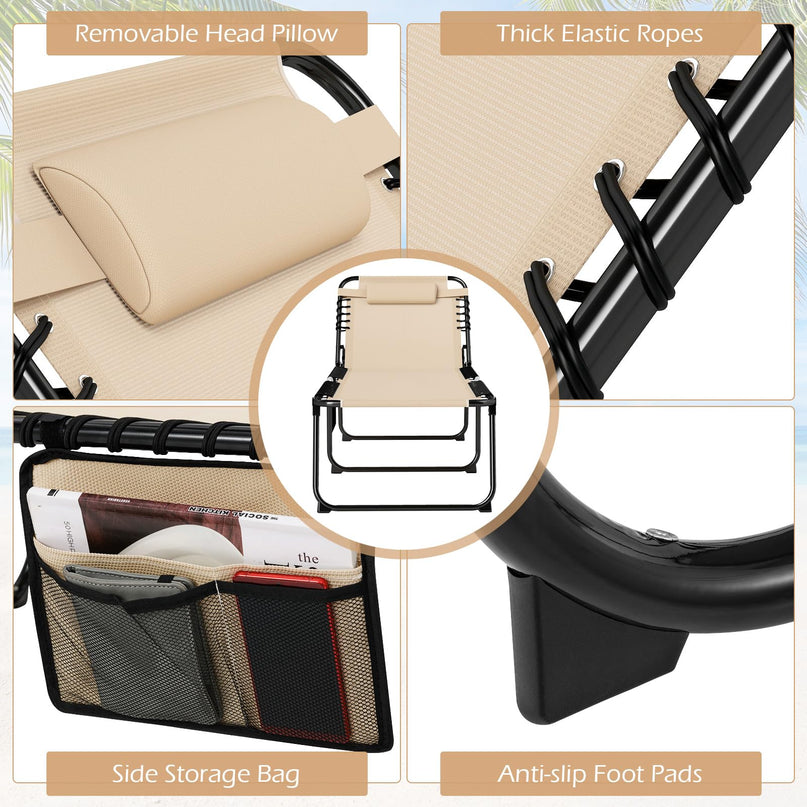 Giantex Folding Tanning Chair with 4 Adjustable Positions & Footrest Load 440 Lbs
