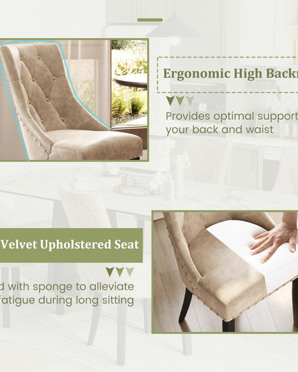 Giantex Upholstered Dining Chairs Set of 2/4, Tufted Wingback Kitchen Chairs w/Solid Wood Legs, Padded Seat