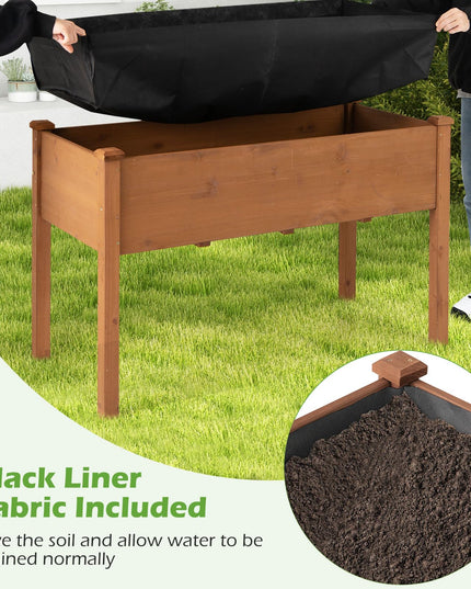 49" L x 23 W x 30 H Elevated Wood Planter Box with Protective Liner and Drain Hole
