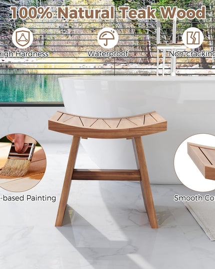 18" x 13" x 17.5" Waterproof Shower Stool with Curved Seat for Inside Shower
