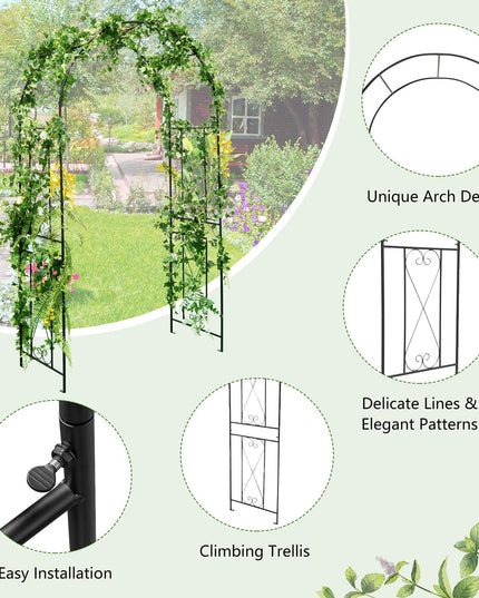 Giantex Garden Arbors Trellises, 7.2FT Metal Garden Arch for Climbing Plants Roses