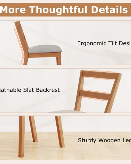 Giantex Wooden Dining Chairs Set of 2/4 with Rubber Wood Legs & Fabric Padded Seat