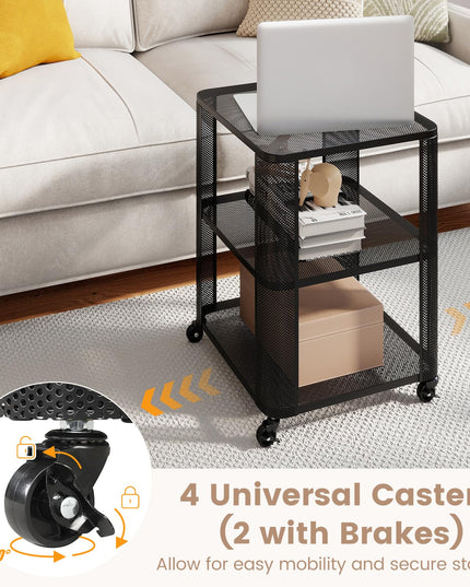 Giantex 3-Tier Rolling Side Table w/Open Storage Shelves (1/2)
