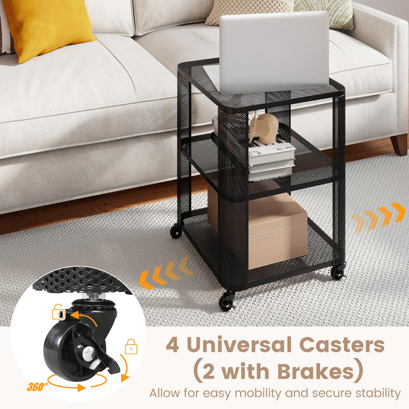 Giantex 3-Tier Rolling Side Table w/Open Storage Shelves (1/2)