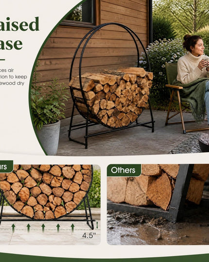 GIANTEX 45" Round Firewood Rack Outdoor