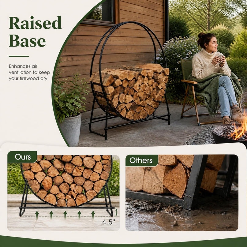 GIANTEX 45" Round Firewood Rack Outdoor