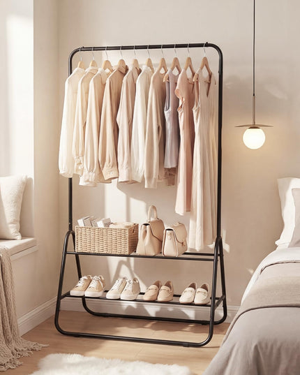 Giantex Heavy Duty Clothes Rack with Hanging Rod and Storage Shelves