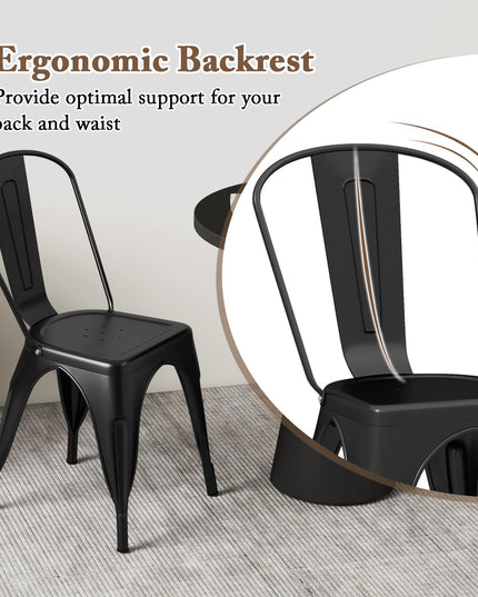 Giantex Metal Dining Chairs Set of 4, Farmhouse Kitchen Chairs with Removable Backrest
