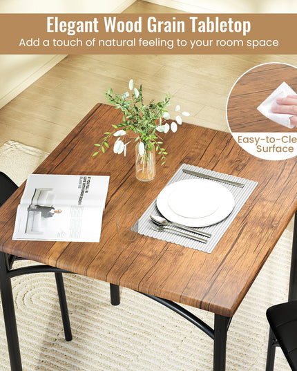 Giantex Square Kitchen Table with 2 Upholstered Armless Chairs | Space-Saving Dinette Set for Small Spaces