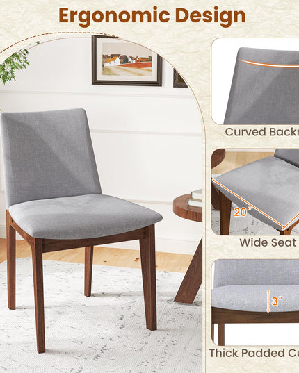 Giantex Upholstered Dining Chairs Set of 2/4, Linen Fabric Wooden Kitchen Chairs w/Rubber Wood Frame