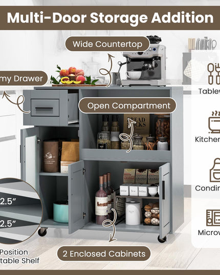 Giantex Kitchen Island with Storage, Kitchen Cart with Wheels