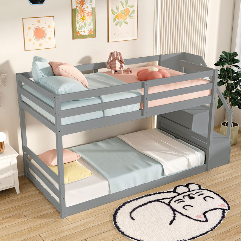 Giantex Twin Over Twin Bunk Bed with Stairs