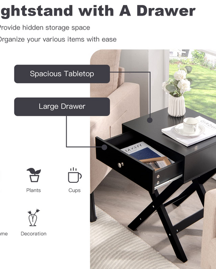 X-Shaped End Table, Modern Sofa Side Table