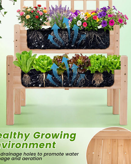 Giantex Raised Garden Bed with Trellis for Patio Backyard Balcony