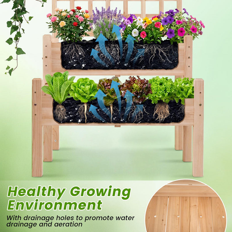 Giantex Raised Garden Bed with Trellis for Patio Backyard Balcony